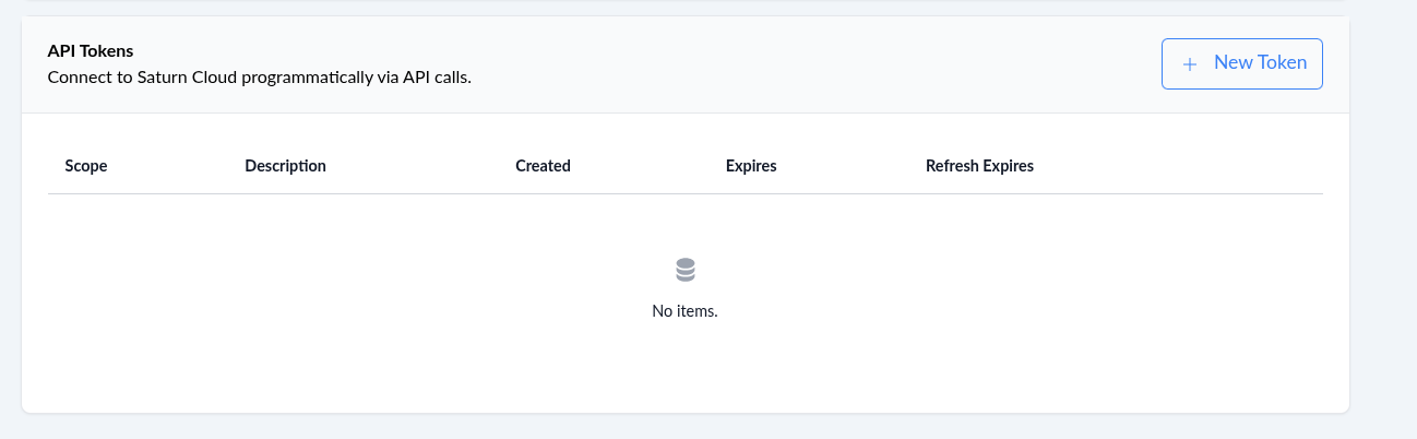 User Profile page showing Access Keys section with New Token button