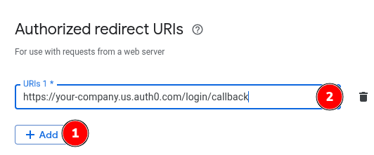Authorized redirect URIs configuration